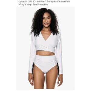 Coolibar Sunny Isles Wrap Shrug Top NEW XL Reversible Swim Long Sleeve UPF 50+